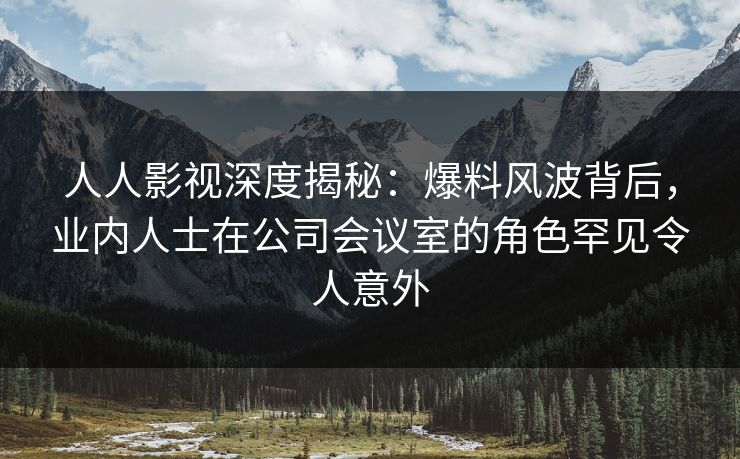 人人影视深度揭秘：爆料风波背后，业内人士在公司会议室的角色罕见令人意外