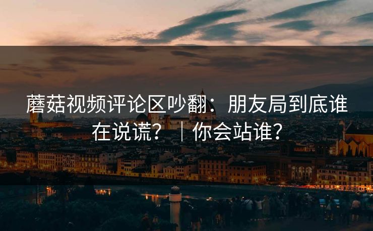 蘑菇视频评论区吵翻：朋友局到底谁在说谎？｜你会站谁？